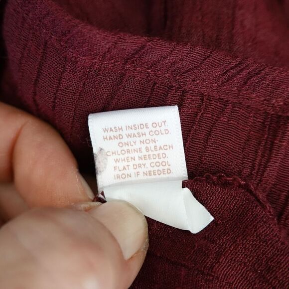 LC Lauren Conrad Long Sleeve Semi Sheer Peasant Top Burgundy Size XS - Picture 11 of 11